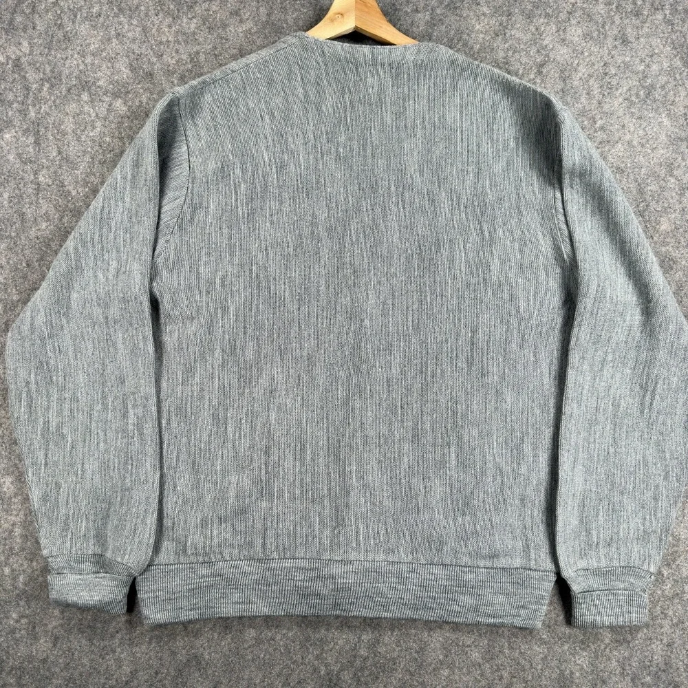 Vintage IZOD Sweater Mens‎ Large Gray Acrylic Cardigan Made USA V Neck Logo